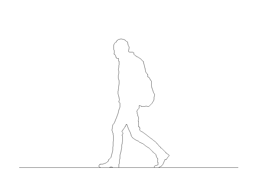 リュックを背負った 歩く男性丨シルエット 人間 男性丨無料 商用可能 フリー素材 フリーデータ AUTOCAD DWG DXF