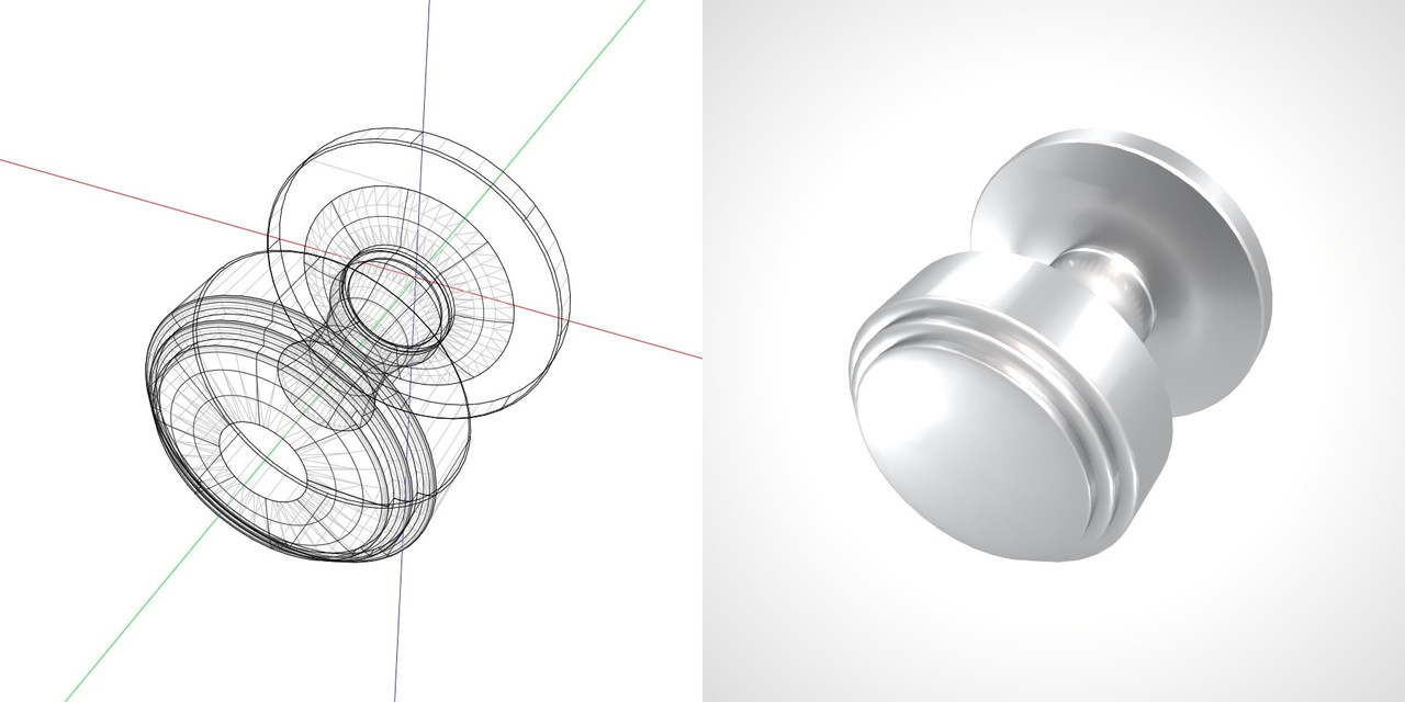 シルバーのドアノブの3DCADデータ丨建築 建具金物 ドアノブ丨無料 商用可能 フリー素材 フリーデータ丨データ形式はformZ ・3ds・objファイルです