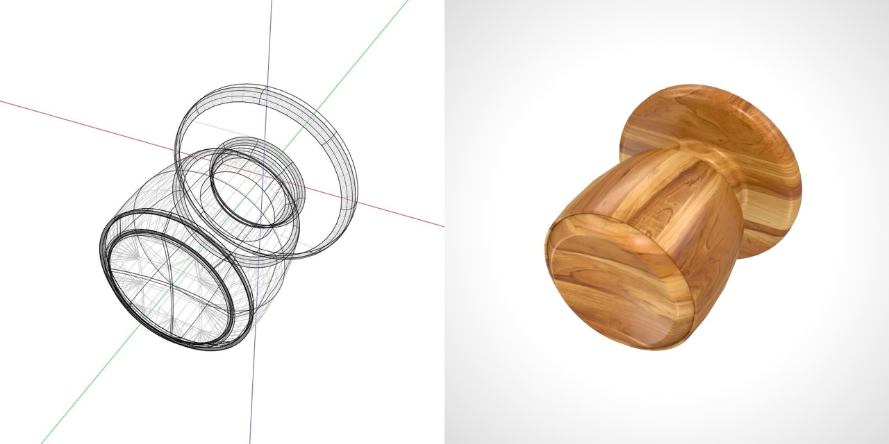 木目の入ったドアノブの3DCADデータ丨建築 建具金物 ドアノブ丨無料 商用可能 フリー素材 フリーデータ丨データ形式はformZ ・3ds・objファイルです