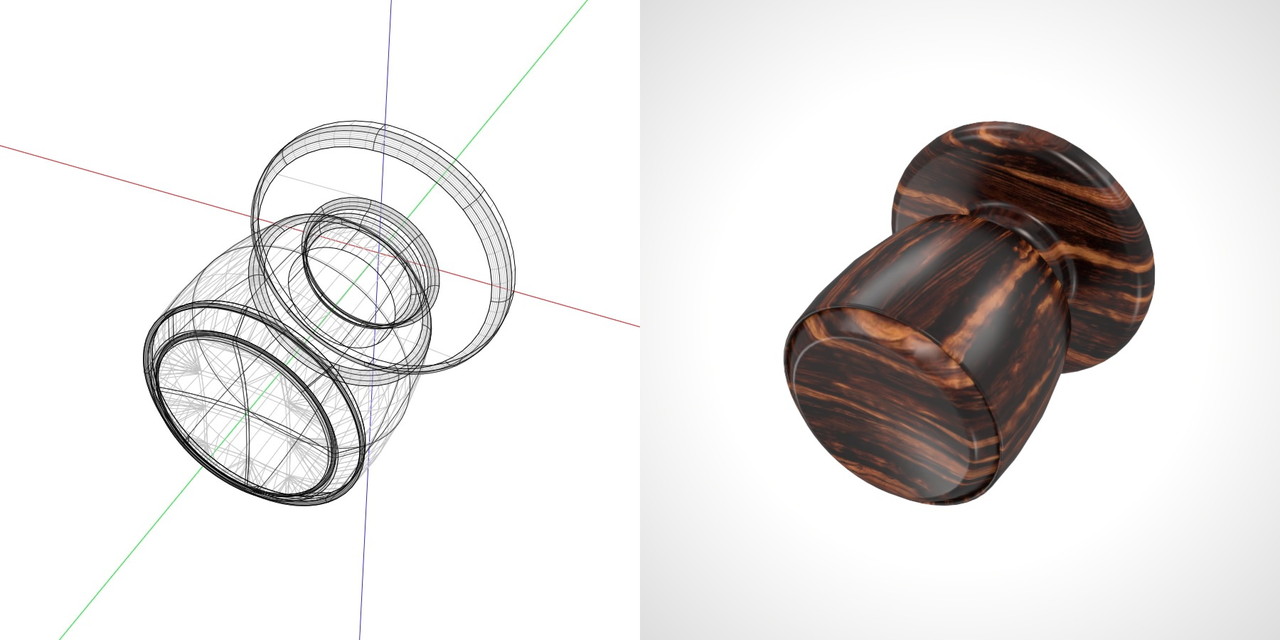 濃い茶色の 木目の入ったドアノブの3DCADデータ丨建築 建具金物 ドアノブ丨無料 商用可能 フリー素材 フリーデータ丨データ形式はformZ ・3ds・objファイルです