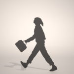 【シルエット】鞄を手に持って歩く女性【formZ】 woman_0199