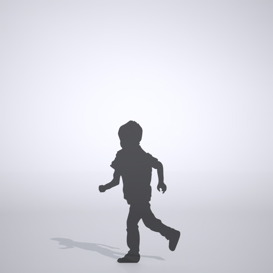 走る男の子の3DCAD素材丨シルエット 人間 子供丨無料 商用可能 フリー素材 フリーデータ丨データ形式はformZ ・3ds・objファイルです
