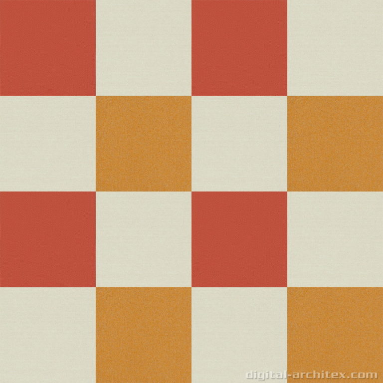 【タイルカーペット】白・橙・黄 3色のチェック柄(市松張り)【テクスチャー】 tc_0446