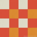 【タイルカーペット】橙・白・黄 3色のチェック柄(市松張り)【テクスチャー】 tc_0447