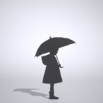 【シルエット】雨具を着て傘をさして待っている女の子【formZ】 child_0099
