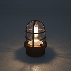 格子のある丸形の門灯 ブラウン色 温かみのあるフィラメント電球タイプ│3d cad データ フリー 無料 商用可能 建築パース フリー素材 フォームズィー formZ 3D 3ds obj ダウンロード Free download│外構 エクステリア 門灯 Exterior Gate light│モデル：三協アルミ MK17型│digital-architex.com デジタルアーキテクス