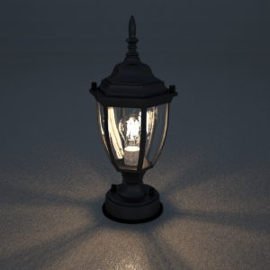 ロージーランプ・アンティーク調のオシャレな門灯 黒色 温かみのあるフィラメント電球タイプ│3d cad データ フリー 無料 商用可能 建築パース フリー素材 フォームズィー formZ 3D 3ds obj ダウンロード Free download free 3d model│外構 エクステリア 門灯 Exterior gate light│モデル：三協アルミ MD11型│digital-architex.com デジタルアーキテクス
