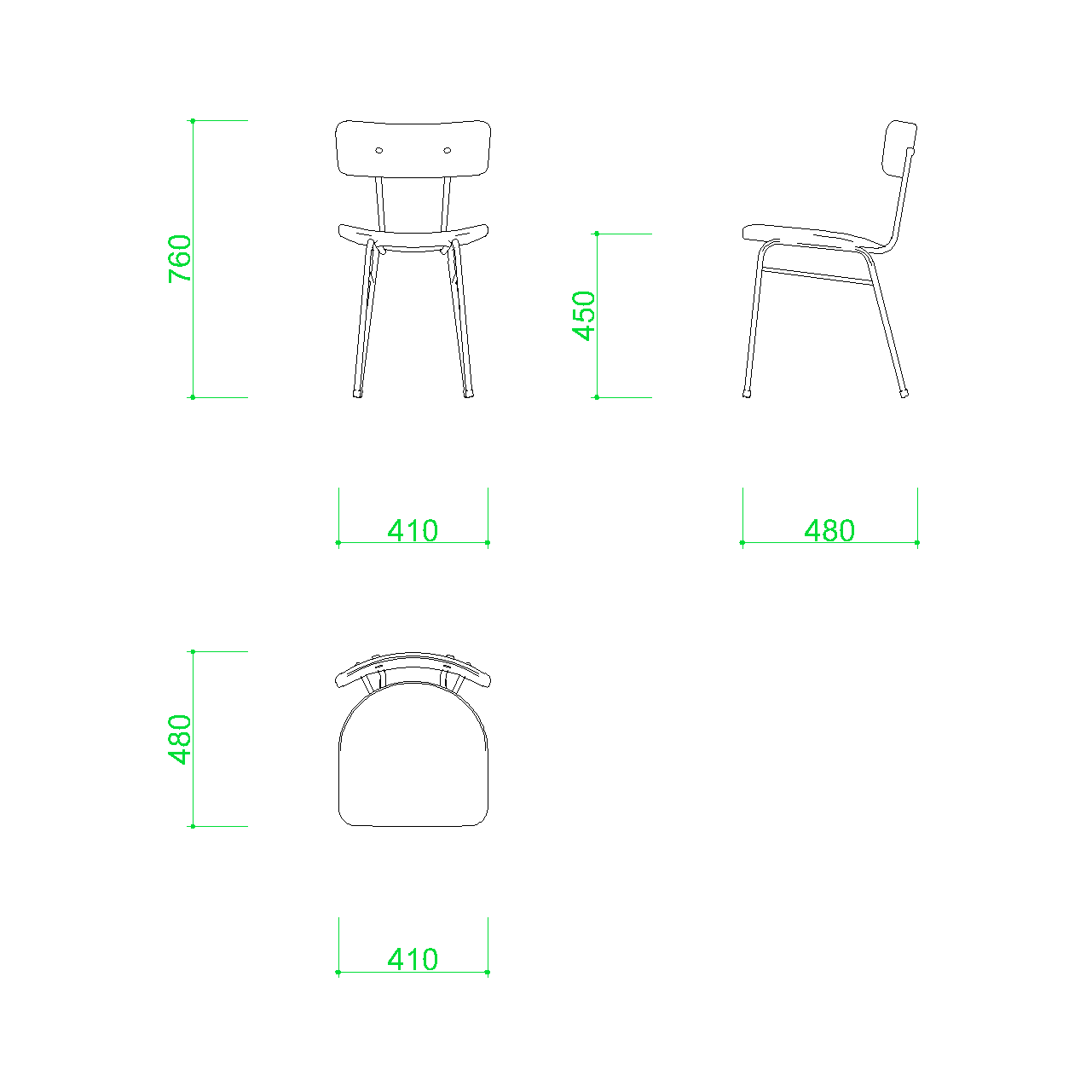 スチールパイプ椅子 Dxf Autocad Dwg 2di Cha 0004