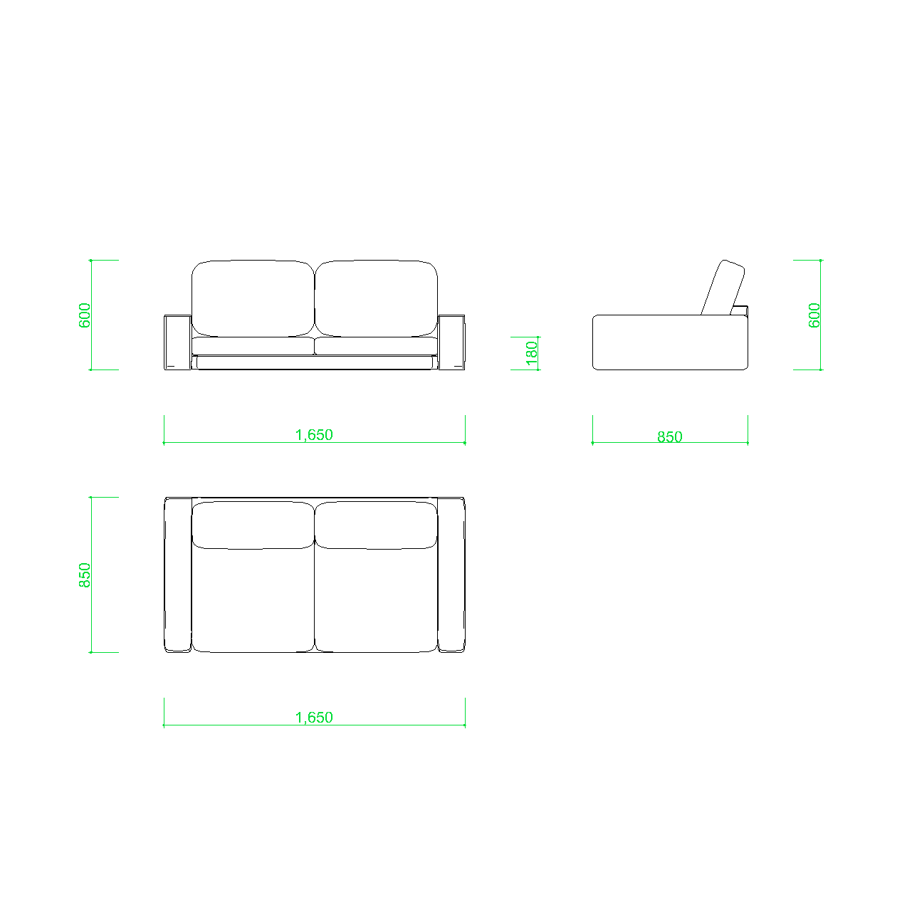 2.5人掛け フロアーソファ【DXF/autocad DWG】 2disof_0011