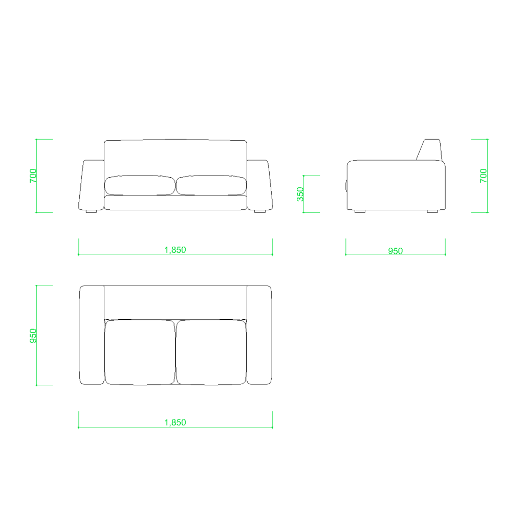 2.5人掛け ローソファ【DXF/autocad DWG】 2disof_0015