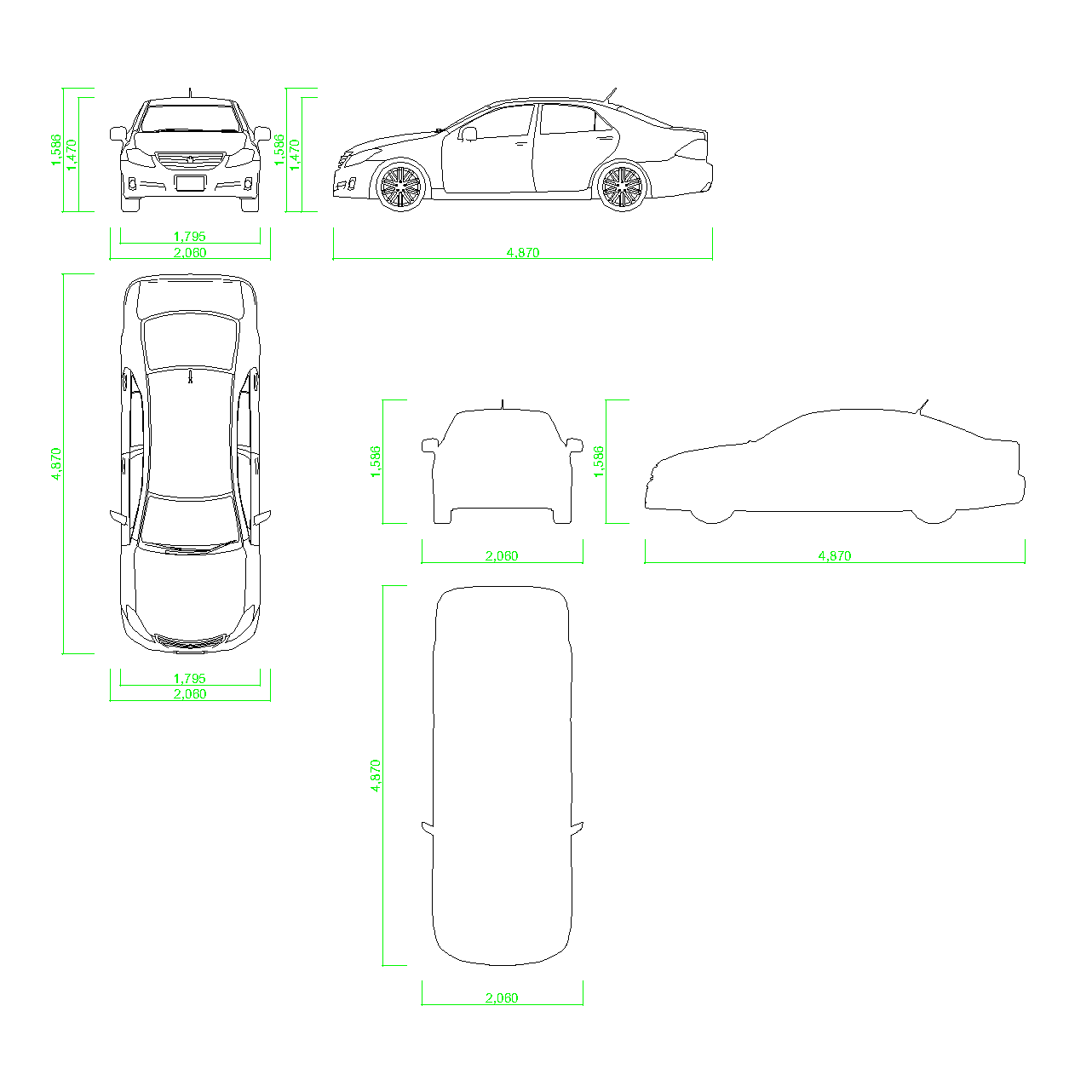 自動車 セダン トヨタ クラウン Toyota Crown Dxf Autocad Dwg 2dv Car 0001