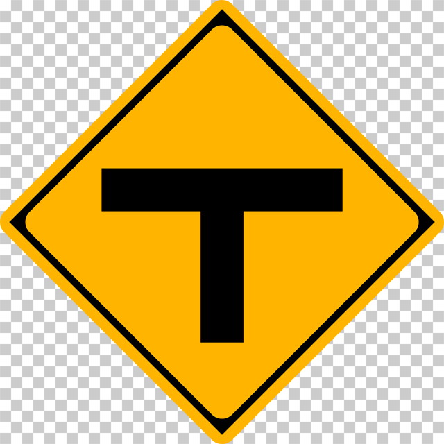 T形道路交差点ありの 警戒標識│T字 マーク 日本の道路標識 切り抜き画像 イラスト フリー データ ダウンロード無料 商用可能 フリー素材 ダウンロード Free download 2D illustration JPEG png traffic sign│digital-architex.com