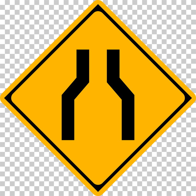 幅員減少の 警戒標識│狭くなる道 マーク 日本の道路標識 切り抜き画像 イラスト フリー データ ダウンロード無料 商用可能 フリー素材 ダウンロード Free download 2D illustration JPEG png traffic sign│digital-architex.com