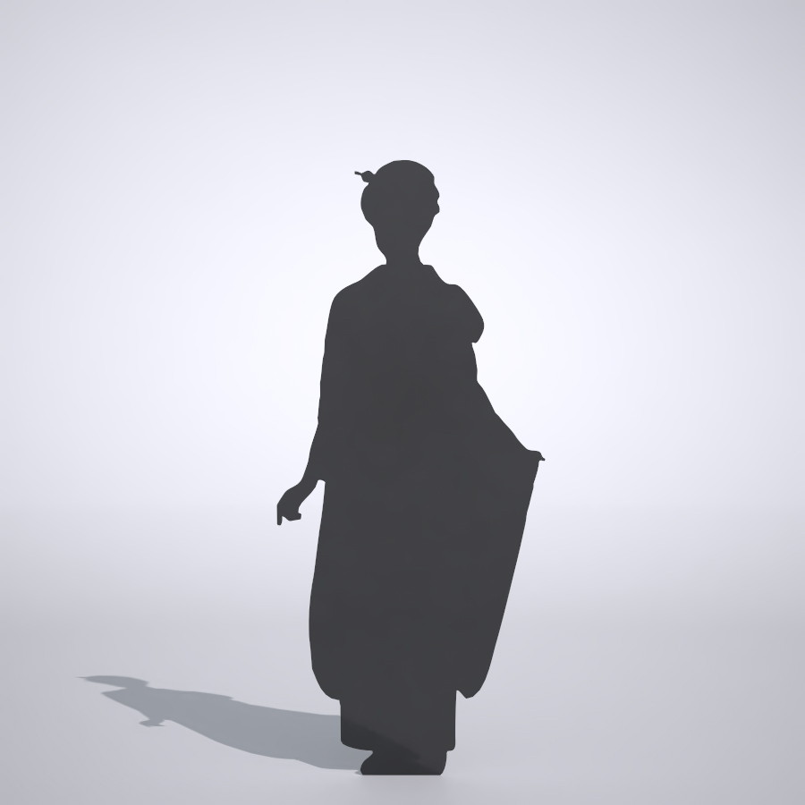 着物を着た女性の3DCAD素材丨シルエット 人物 人間 女性 振り袖 Silhouette people human woman Free download│digital-architex.com