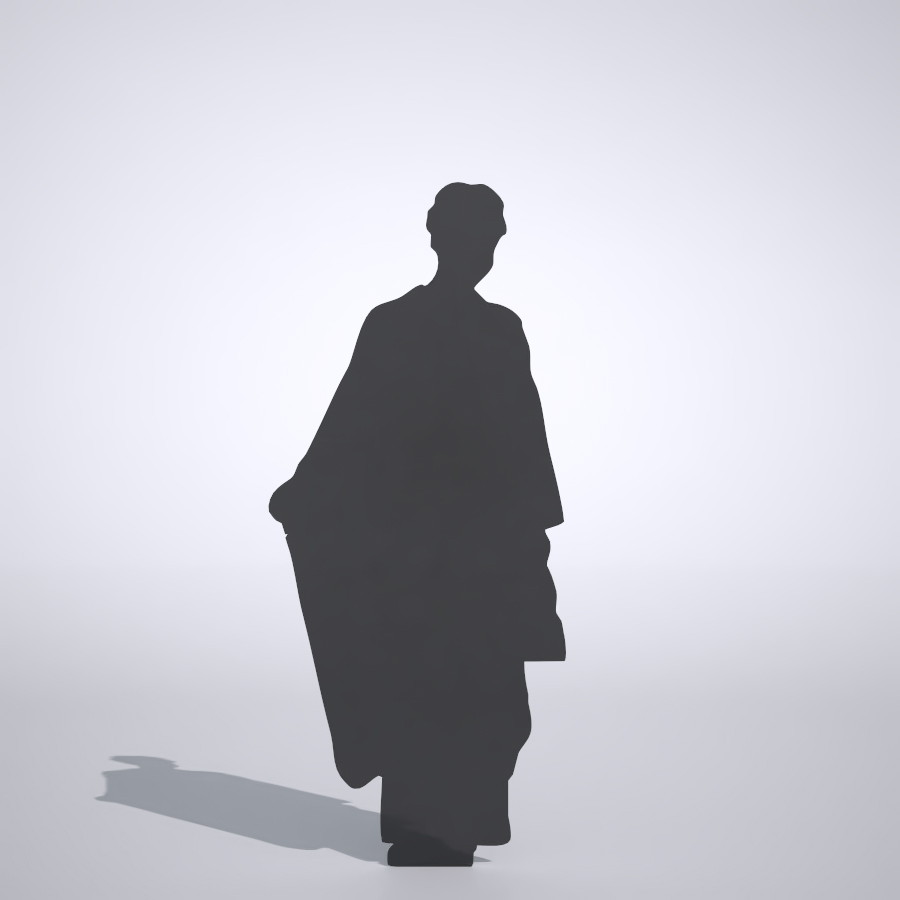 鞄を持っている着物姿の女性の3DCAD素材丨シルエット 人物 人間 女性 振り袖 Silhouette people human woman Free download│digital-architex.com