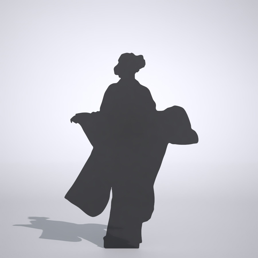 着物を着た女性の3DCAD素材丨シルエット 人物 人間 女性 振り袖 Silhouette people human woman Free download│digital-architex.com