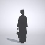 【シルエット】鞄を持っている着物姿の女性【formZ】 woman_0206