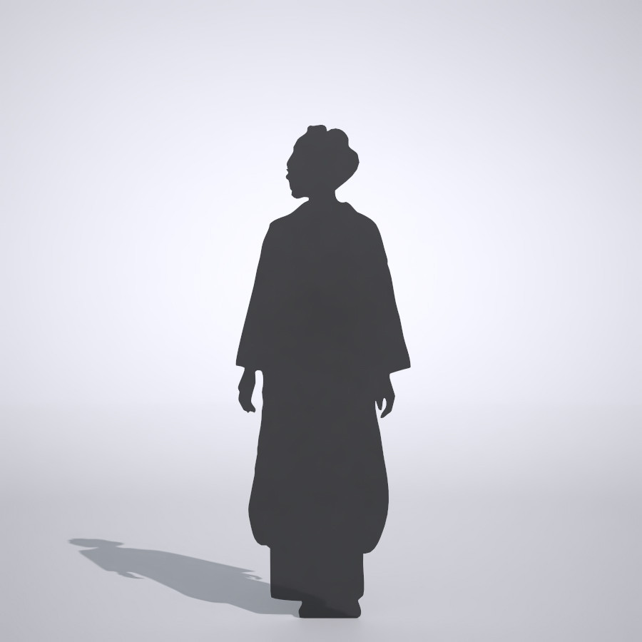 振り袖姿の女性の3DCAD素材丨シルエット 人物 人間 女性 着物 Silhouette people human woman Free download│digital-architex.com