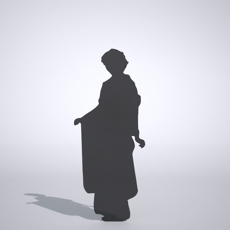 振り袖を着た女性丨シルエット 人物 人間 女性 着物 Silhouette woman│3d cad データ フリー ダウンロード 無料 商用可能 建築パース フリー素材 formZ 3D 3ds obj Free download digital-architex.com