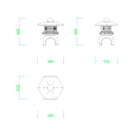 【2D部品】2尺サイズの石灯籠（雪見灯籠・古代雪見）【DXF/autocad DWG】2dej-tou_0010