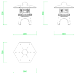 【2D部品】3尺サイズの石灯籠（雪見灯籠・古代雪見）【DXF/autocad DWG】2dej-tou_0011