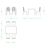【2D部品】ダイニングテーブルと椅子4脚【DXF/autocad DWG】 2di-cmb_0010