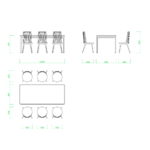 【2D部品】ダイニングテーブルと椅子6脚【DXF/autocad DWG】 2di-cmb_0011