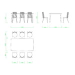 【2D部品】ダイニングテーブルと椅子6脚【DXF/autocad DWG】 2di-cmb_0012