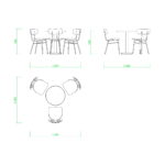 【2D部品】600サイズの丸いテーブルとパイプ椅子3脚【DXF/autocad DWG】 2di-cmb_0014