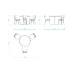 【2D部品】900サイズの丸いテーブルとパイプ椅子3脚【DXF/autocad DWG】 2di-cmb_0017