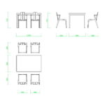 【2D部品】ダイニングテーブルと椅子4脚【DXF/autocad DWG】 2di-cmb_0019
