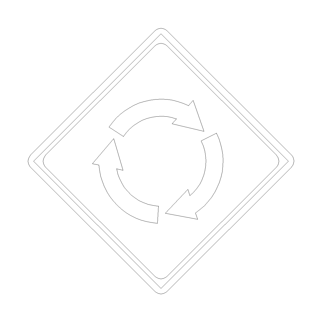 形道路交差点ありの 警戒標識 Dxf Autocad Dwg 2dr Tsi 1 A