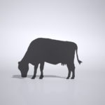 【シルエット】牧草を食べる牛【formZ】 cow_0024