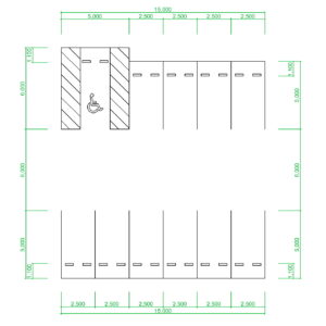 駐車場の書き方│エクステリア 駐車スペース 車止め 参考図│2d cad データ フリー ダウンロード 無料 商用可能 建築設計 図面 フリー素材 オートキャド 部品 AUTOCAD dwg dxf Free download│digital-architex.com