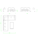 【2D部品】コーナーソファのセットとローテーブル（クッション有り）【DXF/autocad DWG】 2di-cmb_0024