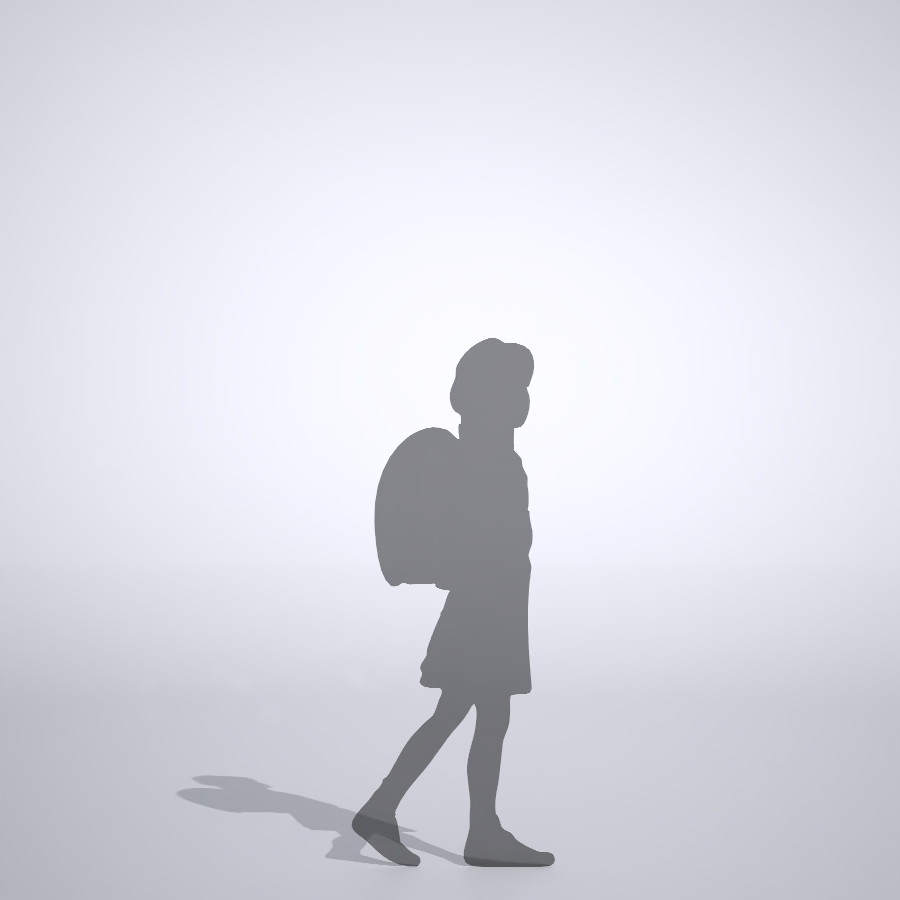 ランドセルを背負って歩く女の子の3dCADデータ│ポリ板 シルエット 人物 人間 子供 Silhouette people human children│3d cad データ フリー ダウンロード 無料 商用可能 建築パース フリー素材 formZ 3D 3ds obj Free download│digital-architex.com