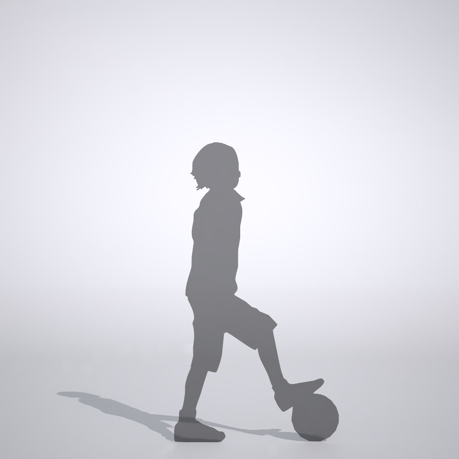 ボールの上に足を置いている男の子の3dCADデータ│ポリ板 シルエット 人物 人間 子供 Silhouette people human children│3d cad データ フリー ダウンロード 無料 商用可能 建築パース フリー素材 formZ 3D 3ds obj Free download│digital-architex.com