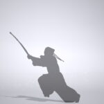 【シルエット】踏み込み 竹刀を振る 剣道の選手【formZ】 man_0200