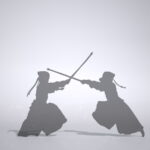 【シルエット】剣道の試合で面打ち をする選手【formZ】 man_0201