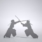 【シルエット】剣道の試合で面打ち 一本をとる選手【formZ】 man_0202