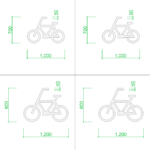 【2D部品】自転車置き場の白線マーク（ペイント）【DXF/autocad DWG】2de-bpl_0003