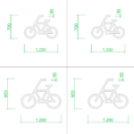 【2D部品】自転車置き場の白線マーク（ペイント）【DXF/autocad DWG】2de-bpl_0004