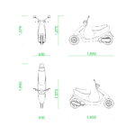 【2D部品】スクーター【DXF/autocad DWG】2dv-mcy_0002