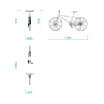 【2D部品】一文字ハンドルの自転車【DXF/autocad DWG】2dv-byc_0002