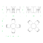 【2D部品】600サイズの丸いテーブルとパイプ椅子4脚【DXF/autocad DWG】 2di-cmb_0015