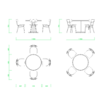 【2D部品】900サイズの丸いテーブルとパイプ椅子4脚【DXF/autocad DWG】 2di-cmb_0018