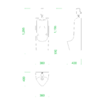 【2D部品】低リップ型の壁掛け小便器（自動フラッシュバルブ）【DXF/autocad DWG】2df-toi_0009