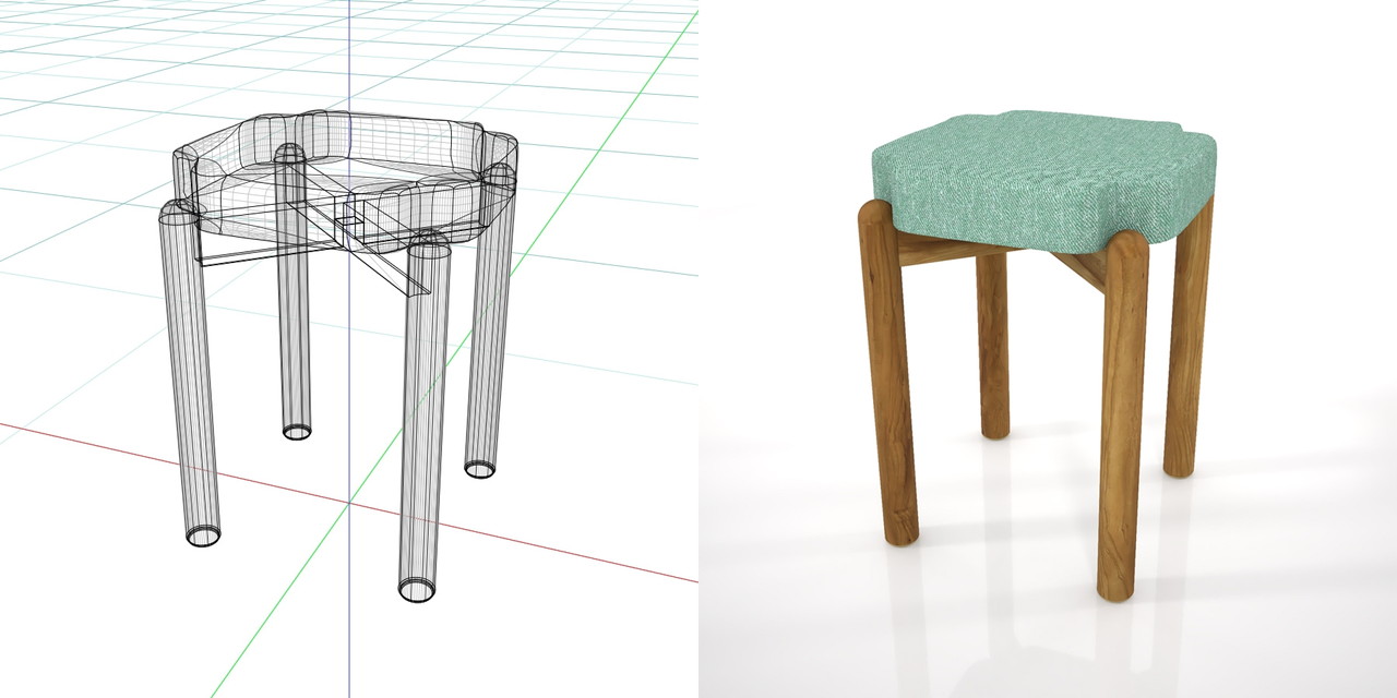 高さ450サイズのスツールの3dCADデータ│W:330mm H:450mm D:330mm│スタッキングチェア stacking chair 集積可能椅子(しゅうせきかのういす)重ねて収納できる│stool ストゥール 腰掛け 座る 座面と脚 背もたれ無し 踏み台│インテリア 家具 椅子(いす)│furniture chair│3d cad データ フリー ダウンロード 無料 商用可能 建築パース フリー素材 formZ 3D 3ds obj Free download│©Digital-Architex, All rights reserved デジタルアーキテクス