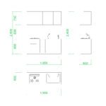 【2D部品】1950サイズのＩ型キッチン【DXF/autocad DWG】 2df-kit_0003