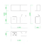 【2D部品】2100サイズのＩ型キッチン【DXF/autocad DWG】 2df-kit_0004